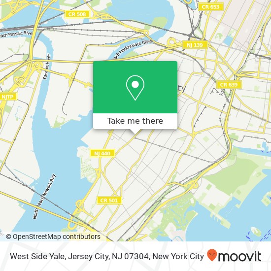 Mapa de West Side Yale, Jersey City, NJ 07304