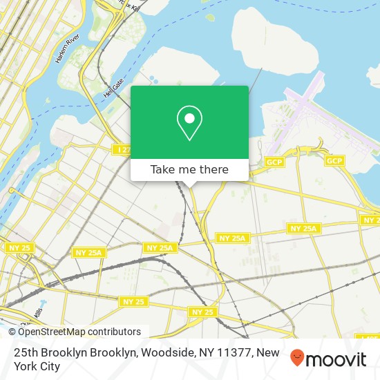 Mapa de 25th Brooklyn Brooklyn, Woodside, NY 11377