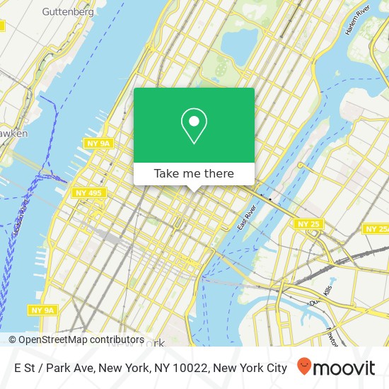 E St / Park Ave, New York, NY 10022 map