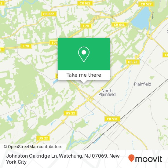 Mapa de Johnston Oakridge Ln, Watchung, NJ 07069