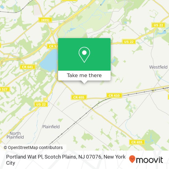 Mapa de Portland Wat Pl, Scotch Plains, NJ 07076