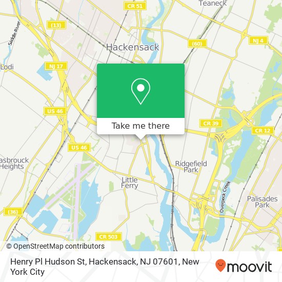 Mapa de Henry Pl Hudson St, Hackensack, NJ 07601