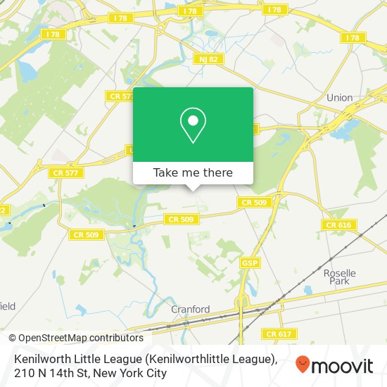 Mapa de Kenilworth Little League (Kenilworthlittle League), 210 N 14th St
