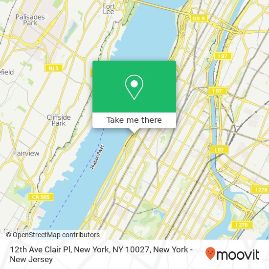 12th Ave Clair Pl, New York, NY 10027 map