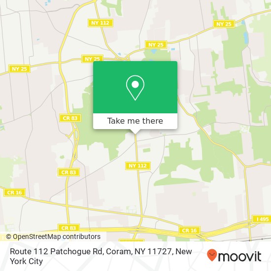 Mapa de Route 112 Patchogue Rd, Coram, NY 11727