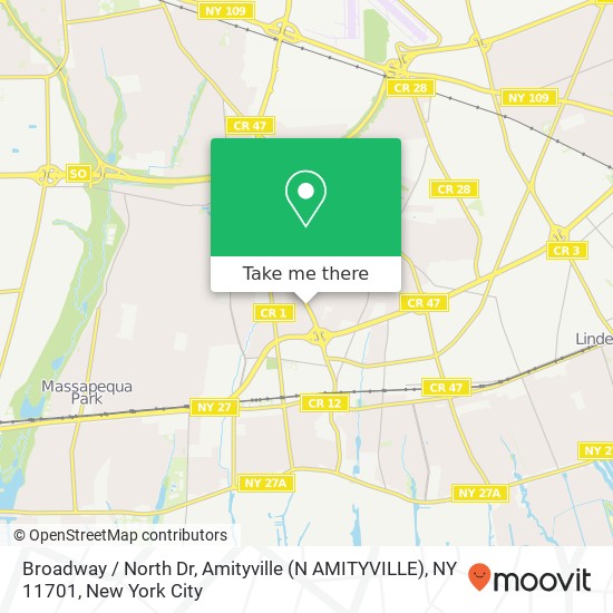 Broadway / North Dr, Amityville (N AMITYVILLE), NY 11701 map