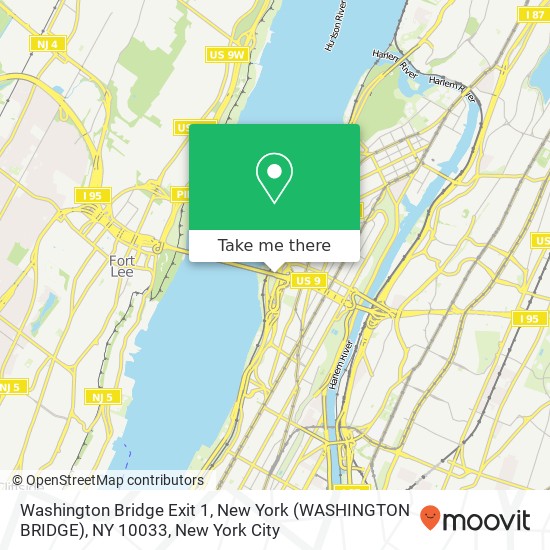 Washington Bridge Exit 1, New York (WASHINGTON BRIDGE), NY 10033 map
