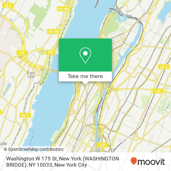 Mapa de Washington W 175 St, New York (WASHINGTON BRIDGE), NY 10033