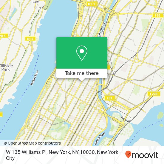 Mapa de W 135 Williams Pl, New York, NY 10030