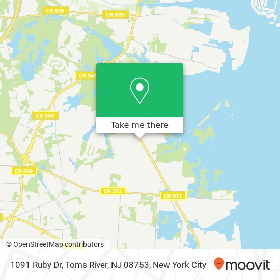 Mapa de 1091 Ruby Dr, Toms River, NJ 08753