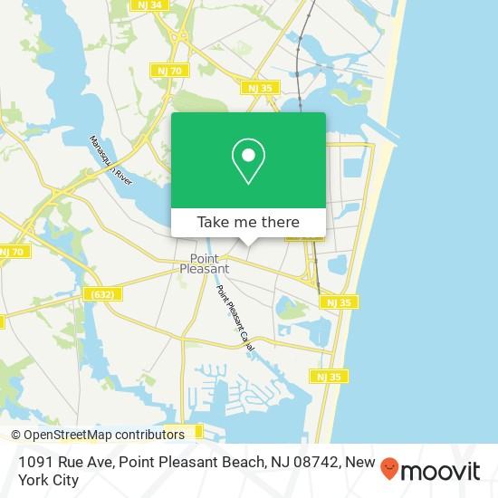 Mapa de 1091 Rue Ave, Point Pleasant Beach, NJ 08742
