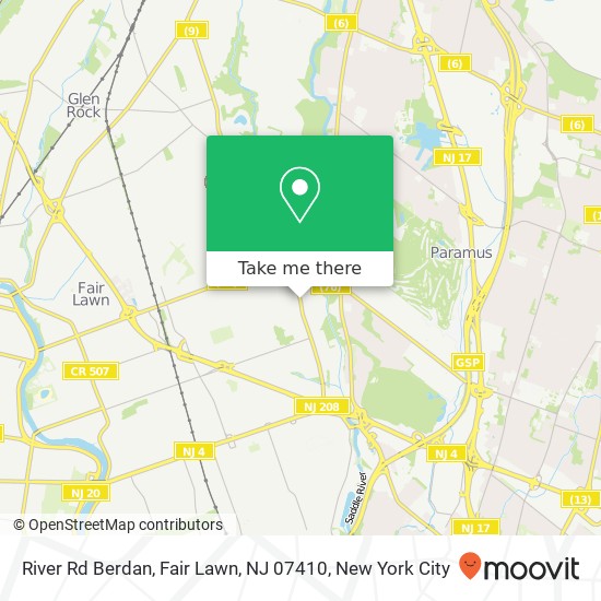 Mapa de River Rd Berdan, Fair Lawn, NJ 07410