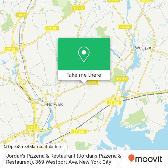 Mapa de Jordan's Pizzeria & Restaurant (Jordans Pizzeria & Restaurant), 369 Westport Ave