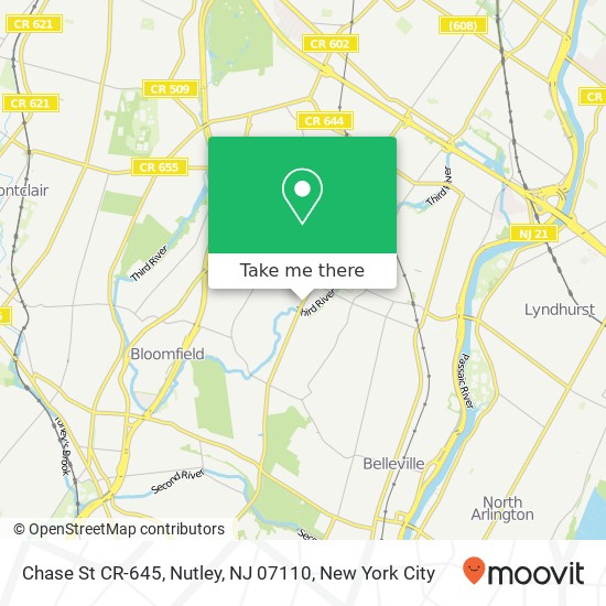 Mapa de Chase St CR-645, Nutley, NJ 07110