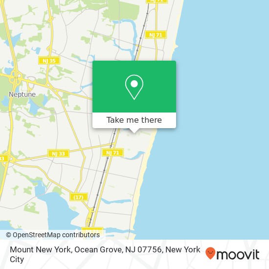 Mapa de Mount New York, Ocean Grove, NJ 07756