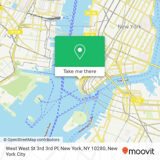 Mapa de West West St 3rd 3rd Pl, New York, NY 10280