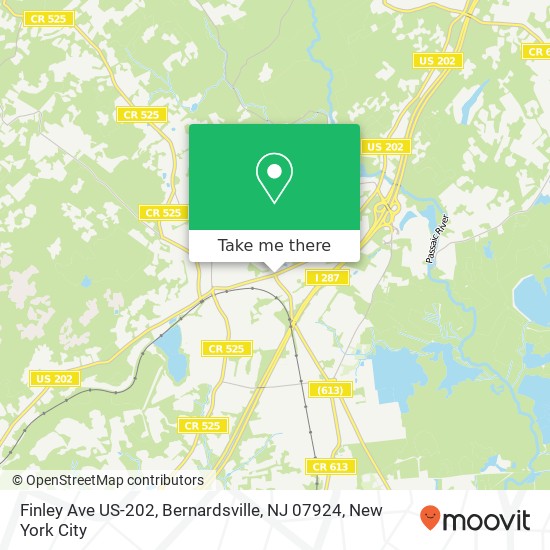 Mapa de Finley Ave US-202, Bernardsville, NJ 07924