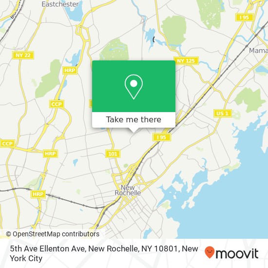 Mapa de 5th Ave Ellenton Ave, New Rochelle, NY 10801
