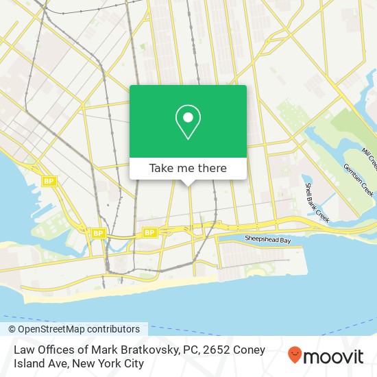 Mapa de Law Offices of Mark Bratkovsky, PC, 2652 Coney Island Ave