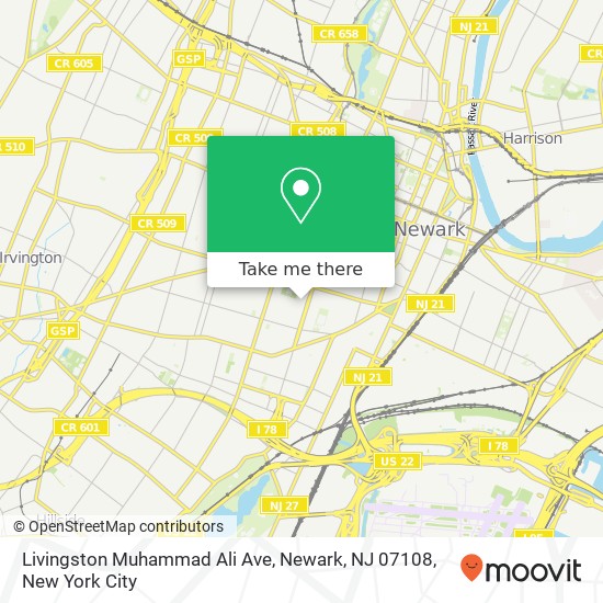 Mapa de Livingston Muhammad Ali Ave, Newark, NJ 07108