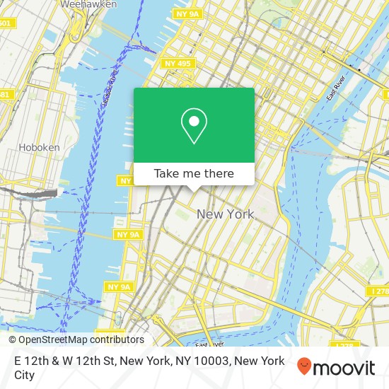 Mapa de E 12th & W 12th St, New York, NY 10003