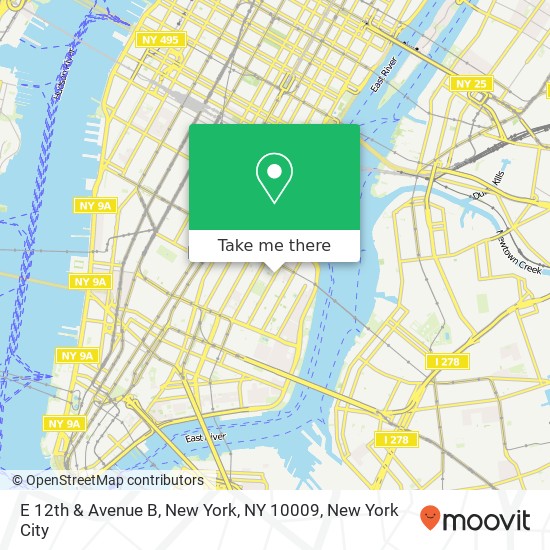 E 12th & Avenue B, New York, NY 10009 map