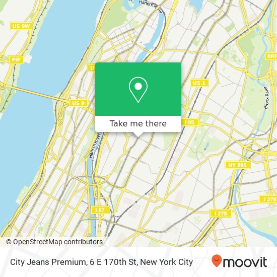 City Jeans Premium, 6 E 170th St map