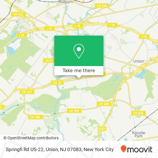 Mapa de Springfi Rd US-22, Union, NJ 07083