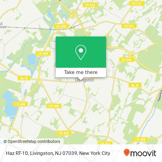 Mapa de Haz RT-10, Livingston, NJ 07039