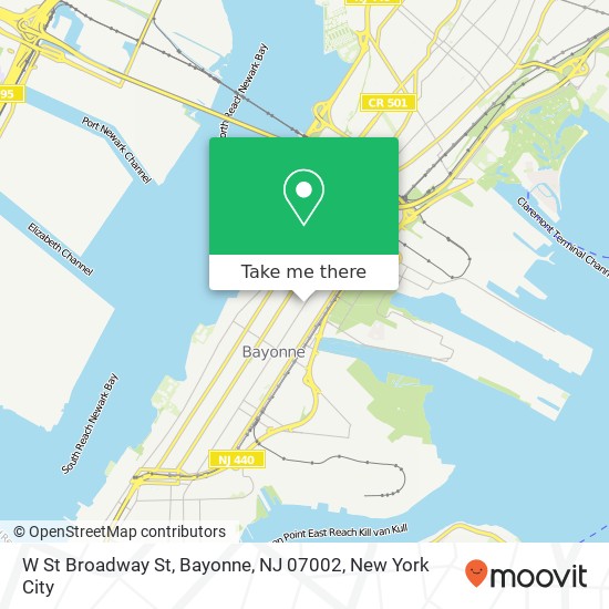 Mapa de W St Broadway St, Bayonne, NJ 07002