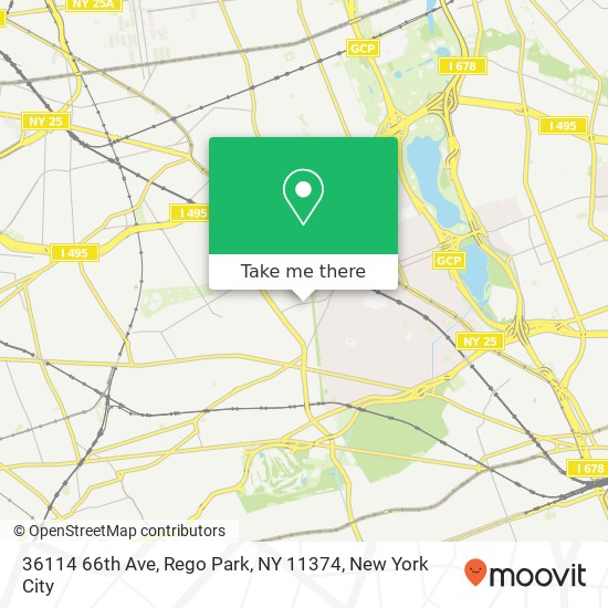 Mapa de 36114 66th Ave, Rego Park, NY 11374