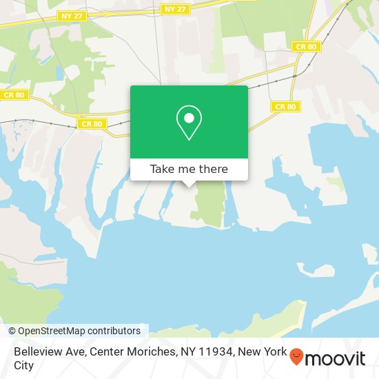 Belleview Ave, Center Moriches, NY 11934 map