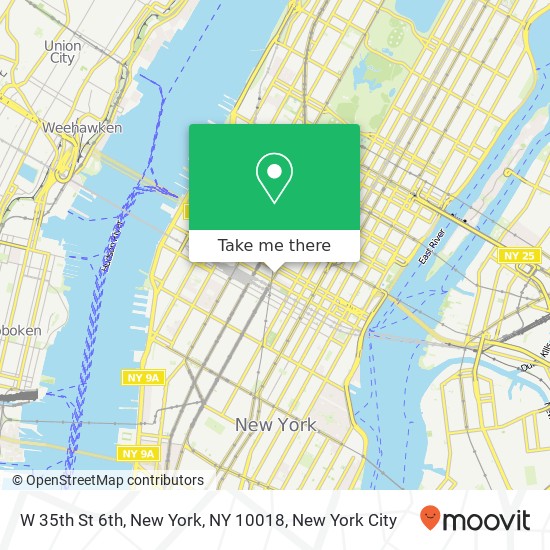 Mapa de W 35th St 6th, New York, NY 10018