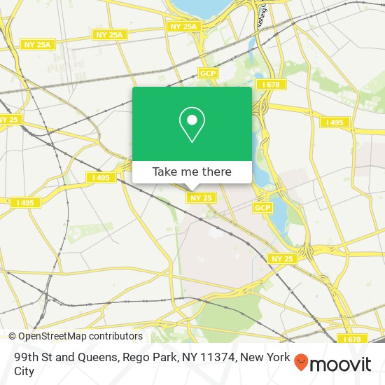 99th St and Queens, Rego Park, NY 11374 map