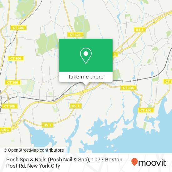 Mapa de Posh Spa & Nails (Posh Nail & Spa), 1077 Boston Post Rd