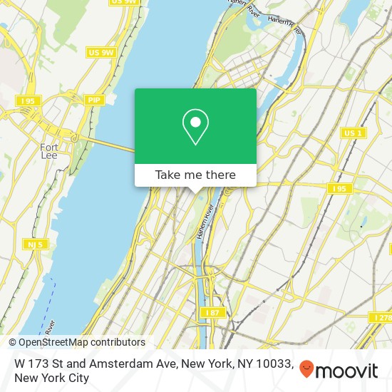 W 173 St and Amsterdam Ave, New York, NY 10033 map