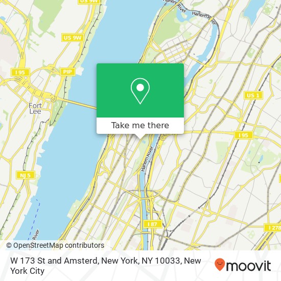 W 173 St and Amsterd, New York, NY 10033 map