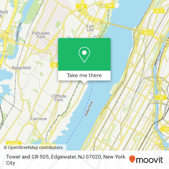 Tower and CR-505, Edgewater, NJ 07020 map