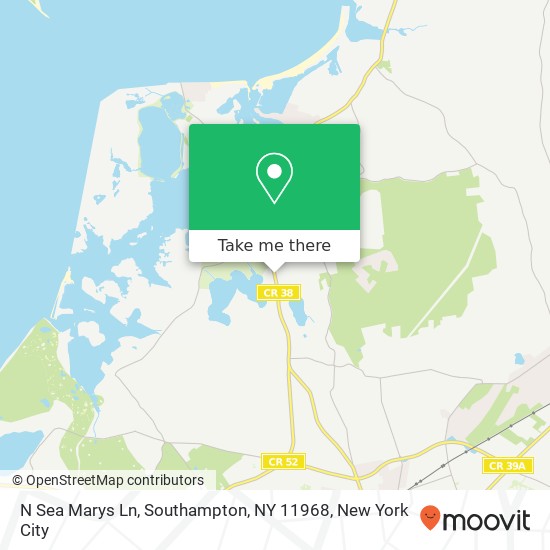 Mapa de N Sea Marys Ln, Southampton, NY 11968