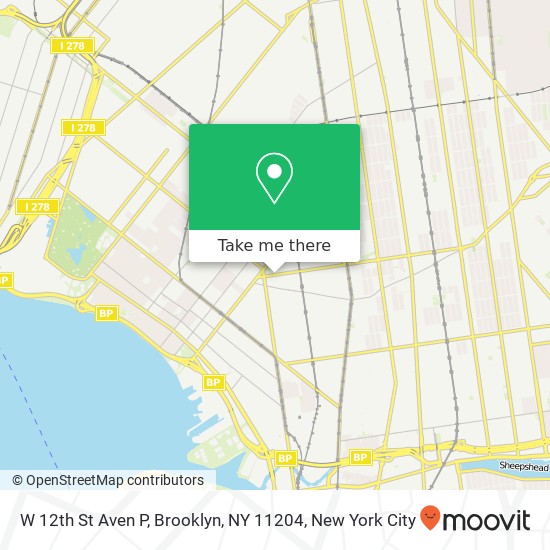 Mapa de W 12th St Aven P, Brooklyn, NY 11204