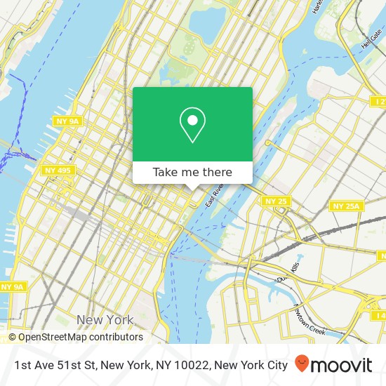 1st Ave 51st St, New York, NY 10022 map