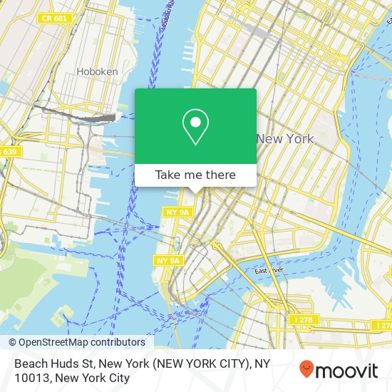Beach Huds St, New York (NEW YORK CITY), NY 10013 map