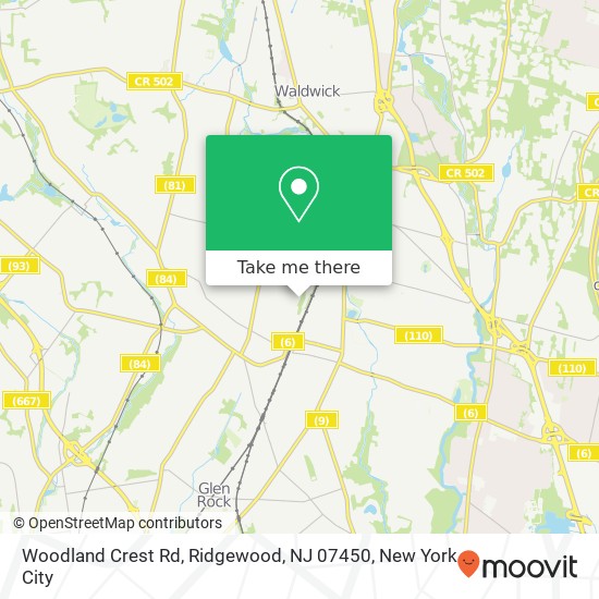 Mapa de Woodland Crest Rd, Ridgewood, NJ 07450