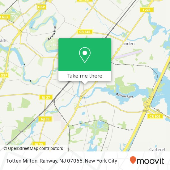 Mapa de Totten Milton, Rahway, NJ 07065