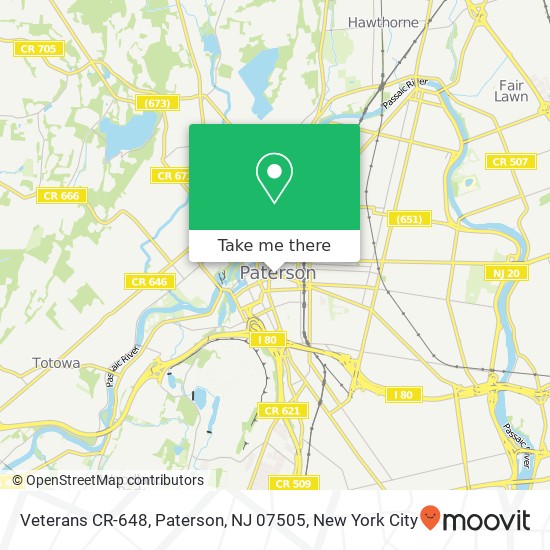 Mapa de Veterans CR-648, Paterson, NJ 07505