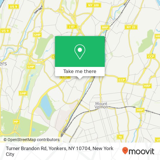 Mapa de Turner Brandon Rd, Yonkers, NY 10704