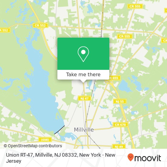 Mapa de Union RT-47, Millville, NJ 08332