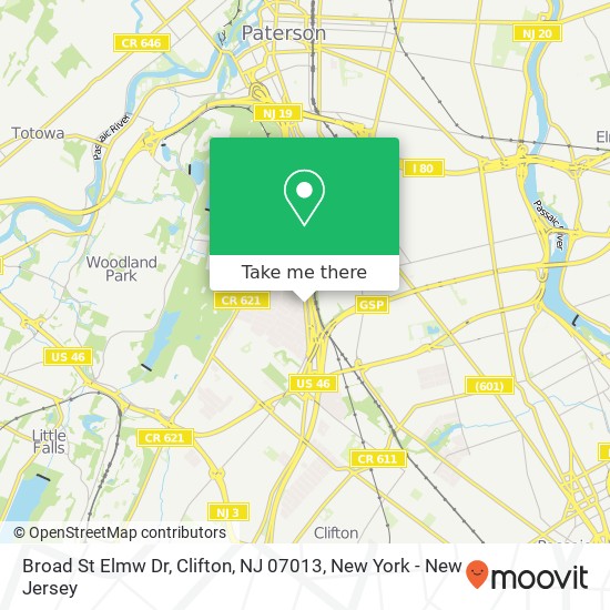 Mapa de Broad St Elmw Dr, Clifton, NJ 07013