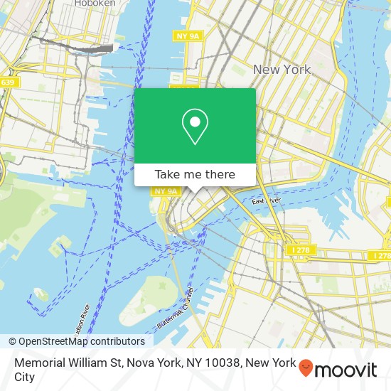 Memorial William St, Nova York, NY 10038 map