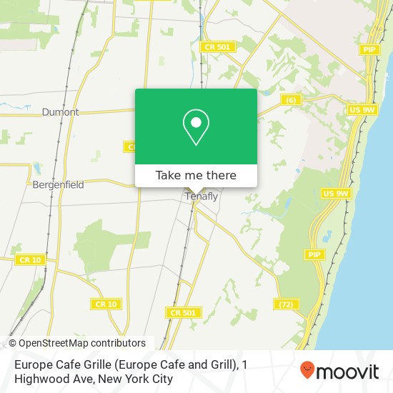 Mapa de Europe Cafe Grille (Europe Cafe and Grill), 1 Highwood Ave